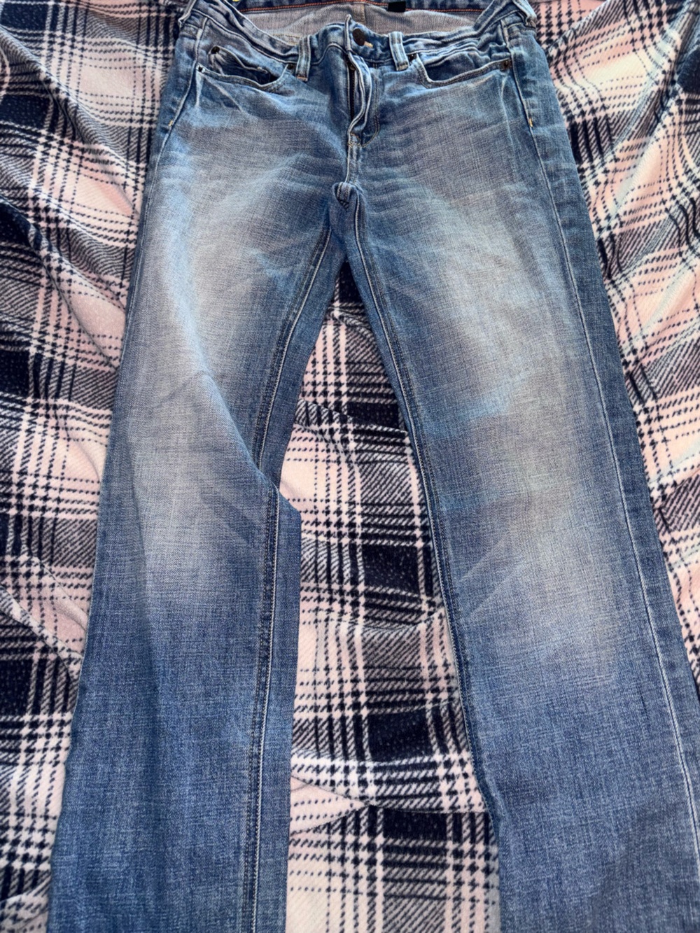 J. Crew Light Blue Denim Jeans with Orange Stitching